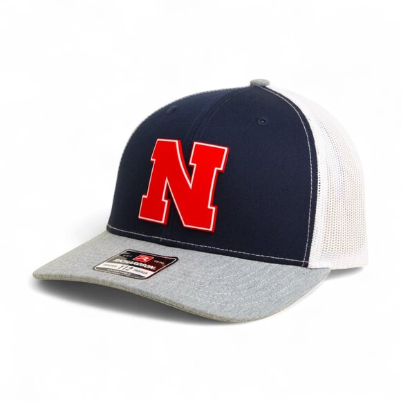 Nebraska Cornhuskers Scarlet 3D Snapback Trucker Hat- Navy/ White/ Heather Grey - Picture 1 of 3